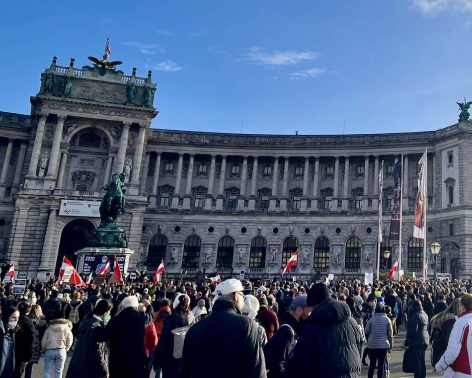 Austrian far-right demonstrators in Vienna protest pandemic restrictions
