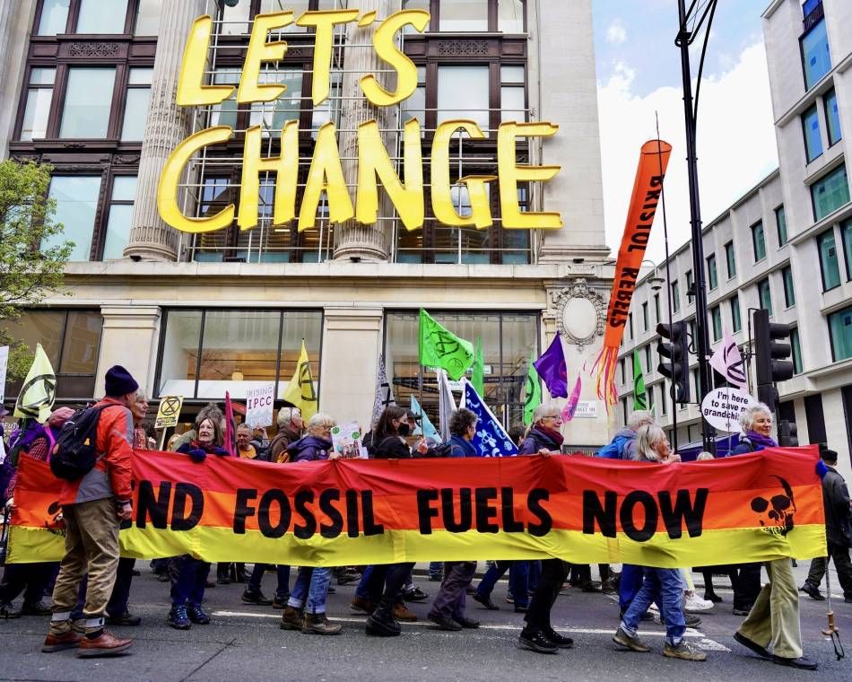 Climate activists marching at London in April