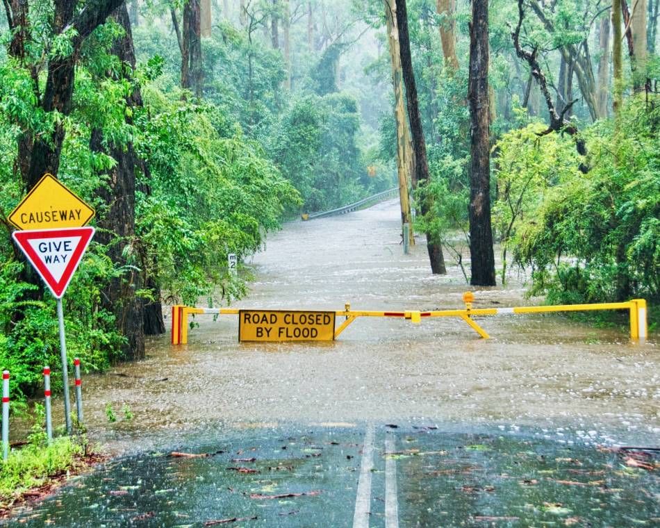 Flooded roads at a suburb of Sydney, Australia in 2020