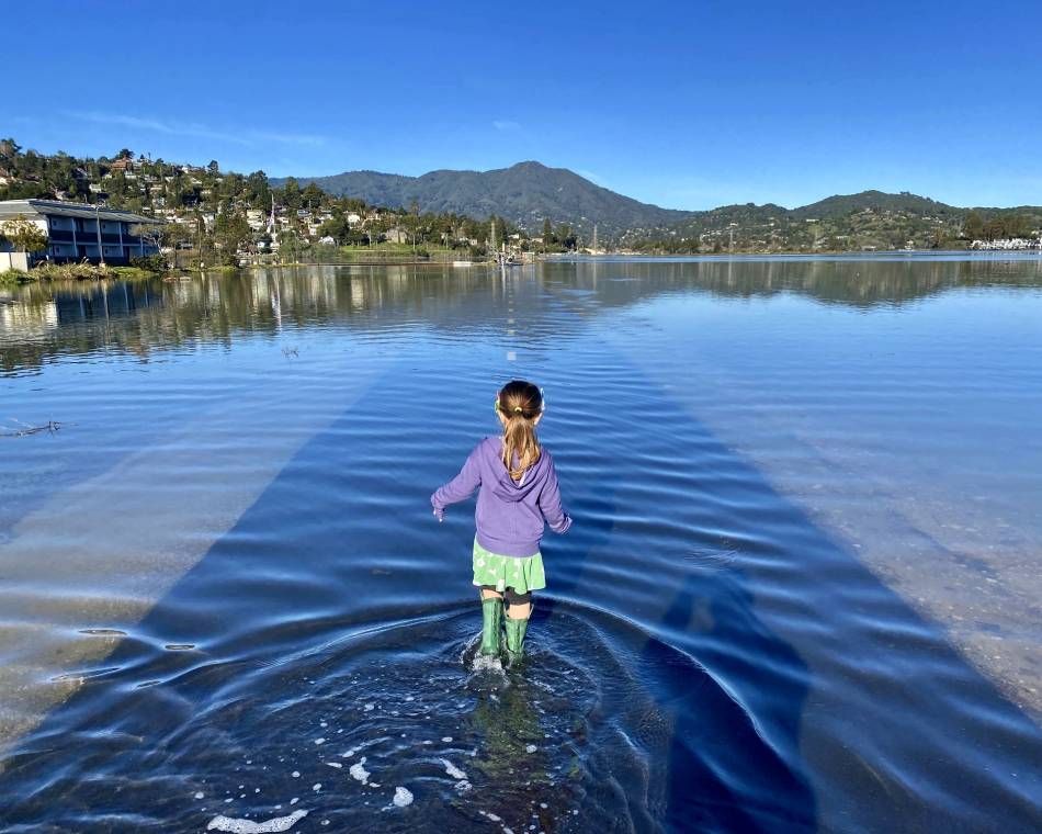 King tide in Mill Valley, California on New Year's Day