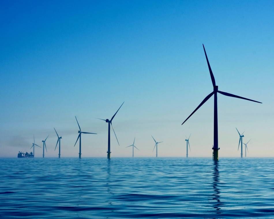 Rampion Offshore Wind Farm off the Sussex coast in the English Channel