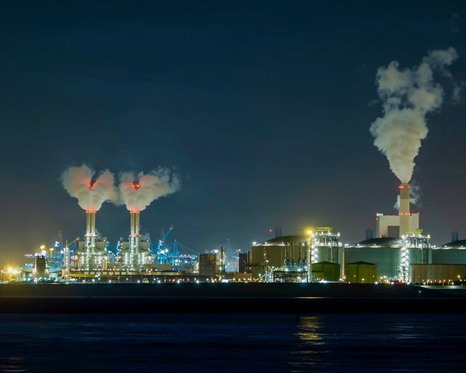 Gas and coal-fired power plants at the port of Rotterdam, Netherlands