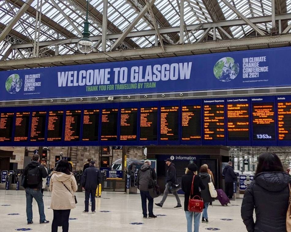 Scotland's Glasgow Central Station before the start of COP26