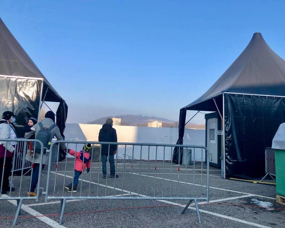 A Swiss COVID-19 outdoor testing center