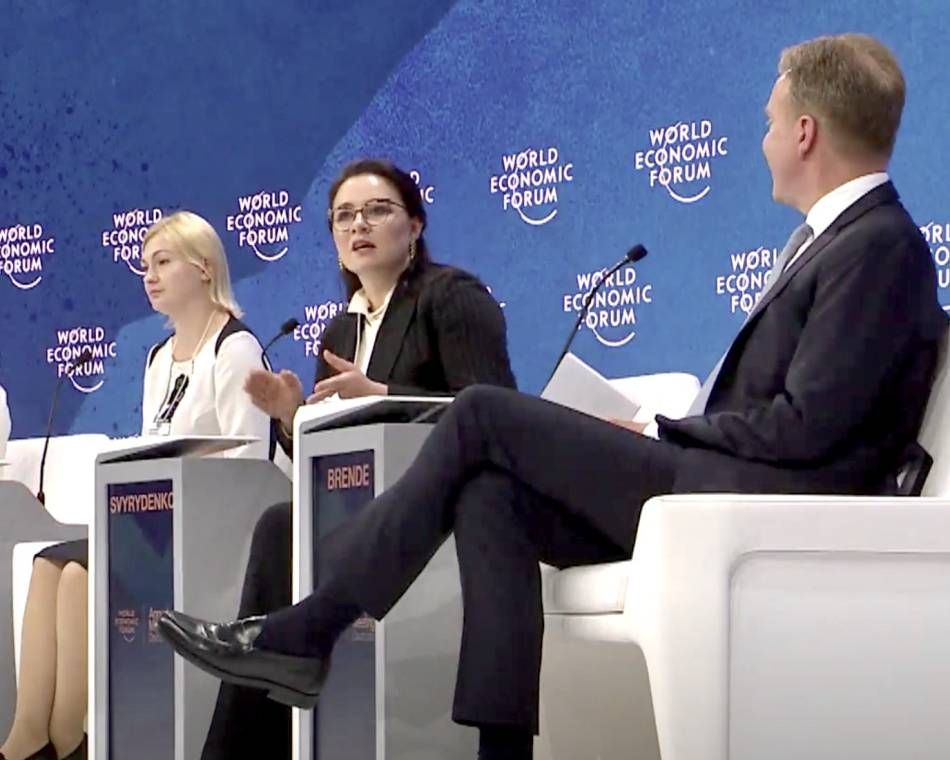 Ukrainians speak with WEF President Børge Brende at a panel discussion