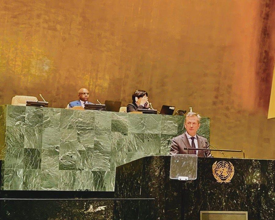 iechtenstein's U.N. Ambassador Christian Wenaweser before the General Assembly