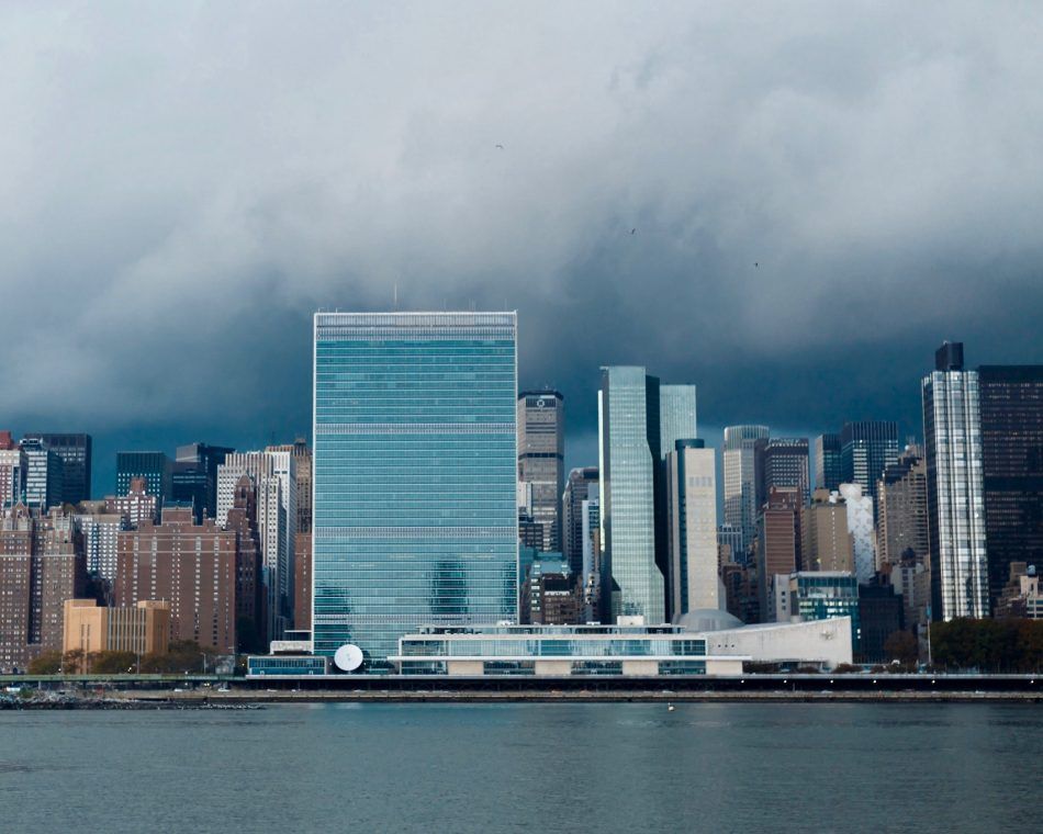 The United Nations complex overlooking Manhattan's East River