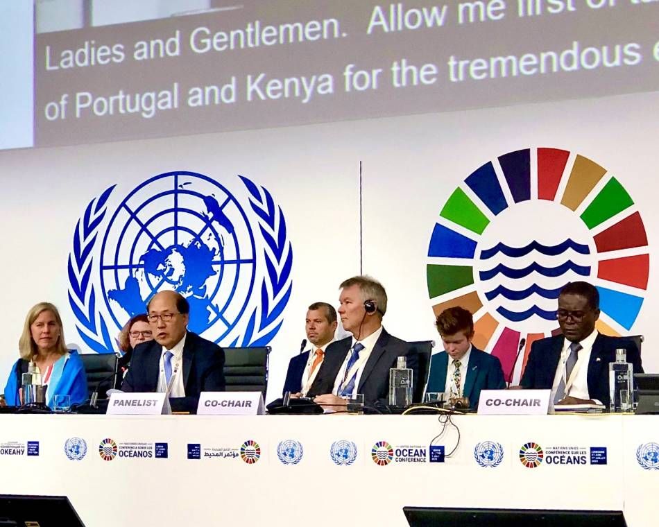 International Maritime Organization's Secretary-General with New Zealand and Seychelles environment ministers