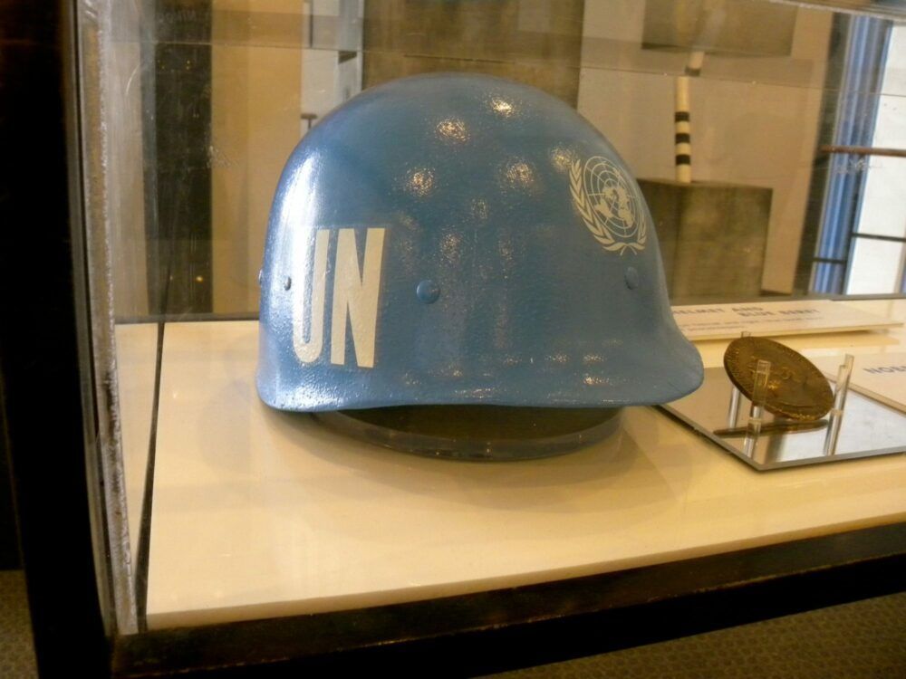 U.N. peacekeepers helmet