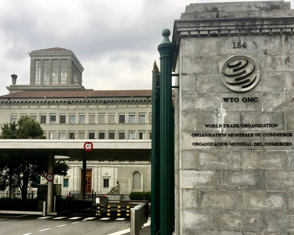 Entrance to the World Trade Organization's headquarters in Geneva