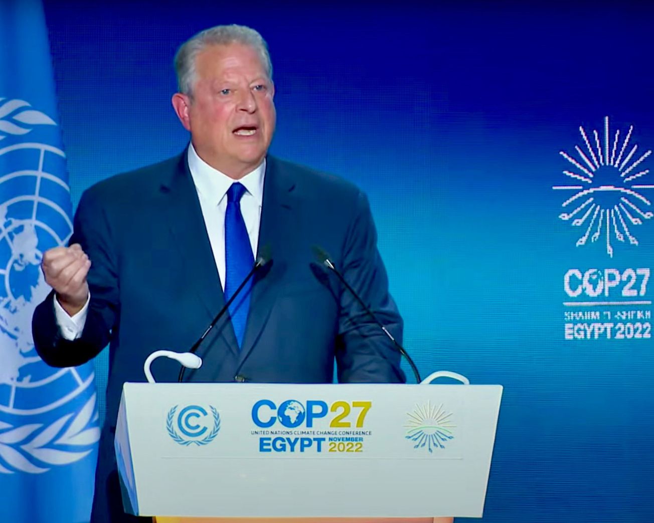 Former U.S. Vice President Al Gore addresses the COP27 U.N. climate summit in Egypt