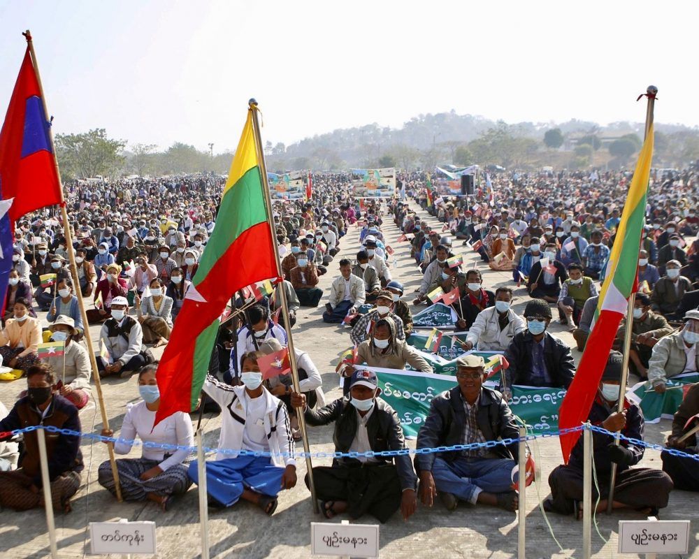 Protesters against the coup in Myanmar