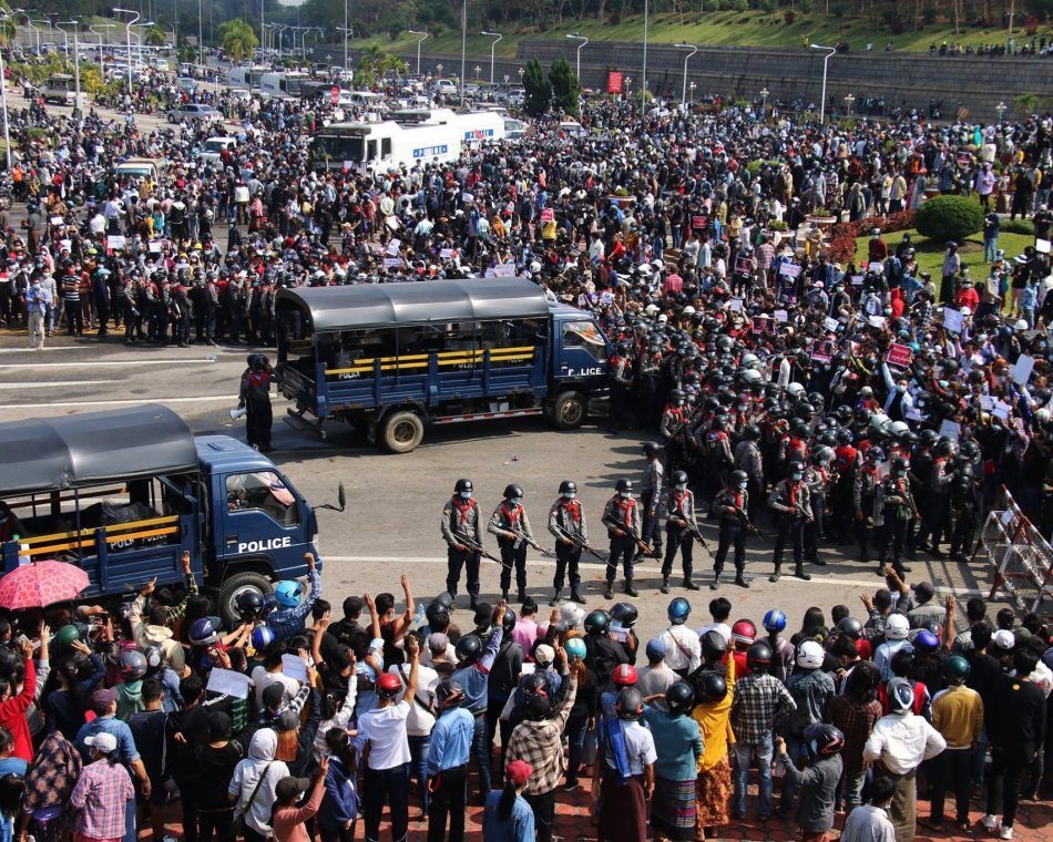 Protesters face down the military coup in Myanmar
