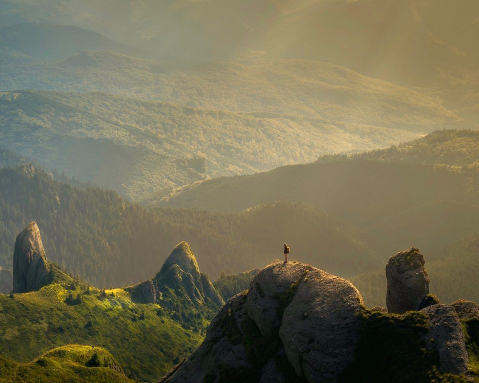 A hiker on Romania's Ciucaș Peak