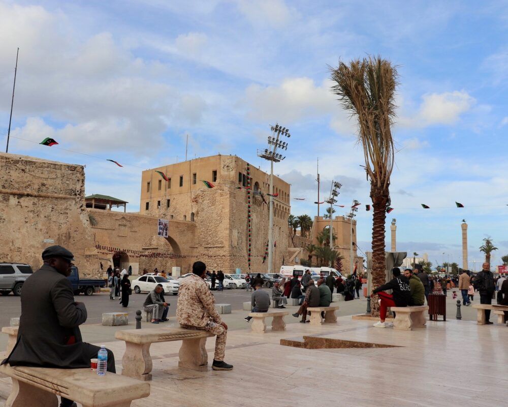 Libyans at Tripoli's old city and Red Castle in February 2020