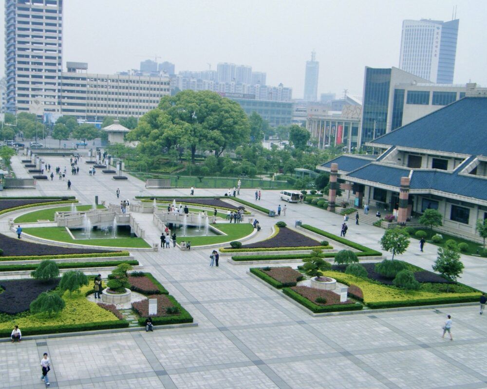A public square in Wuhan, China