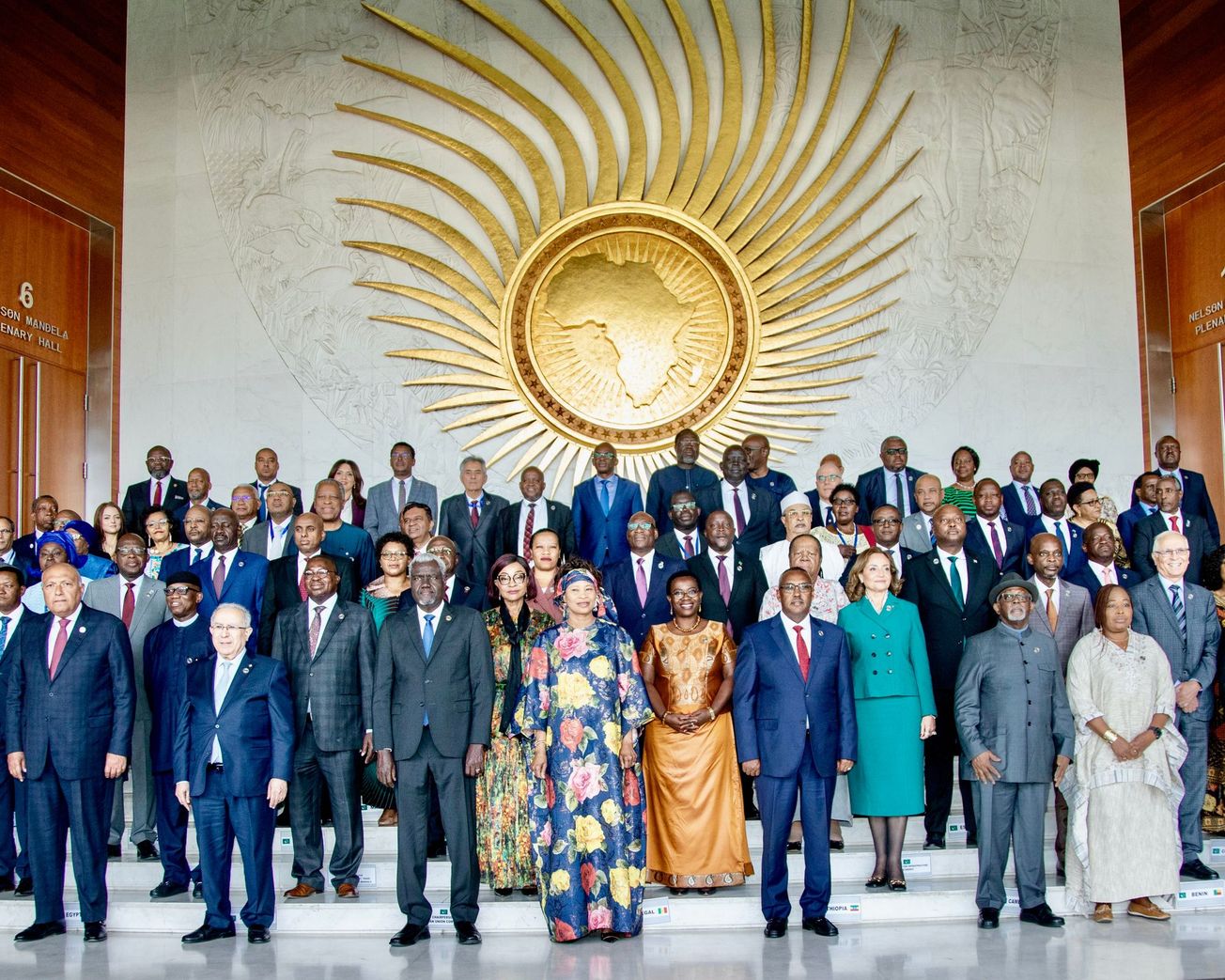 Leaders pose for a group photo at the African Union's annual summit