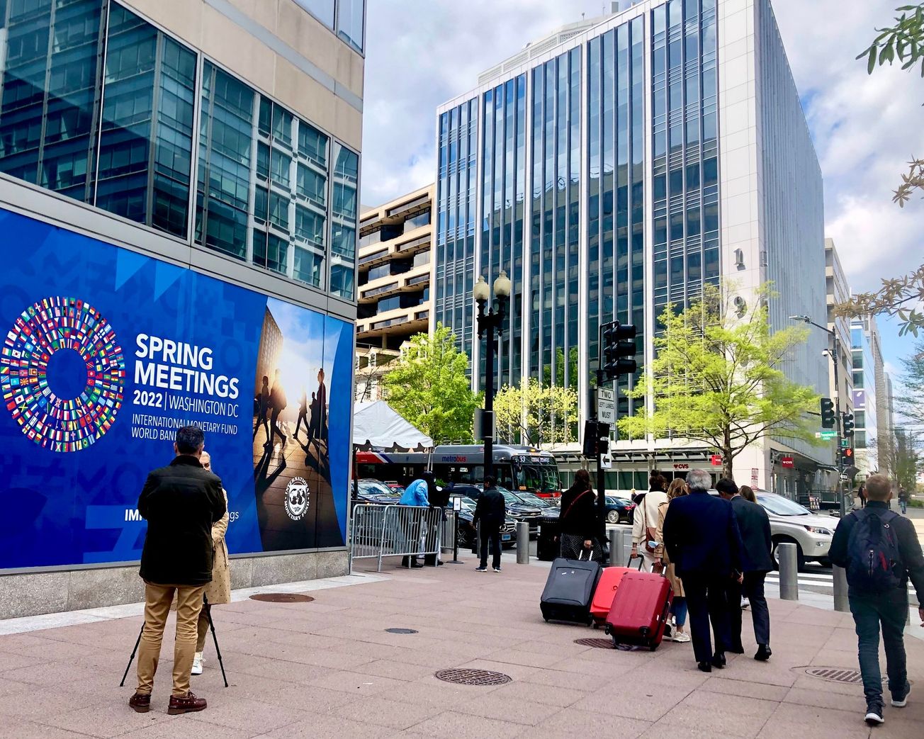 The scene outside the World Bank and IMF headquarters in the spring of 2022