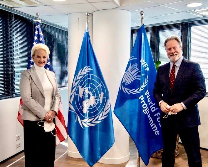 Cindy McCain, left, is poised to succeed David Beasley, right, at the helm of the World Food Program