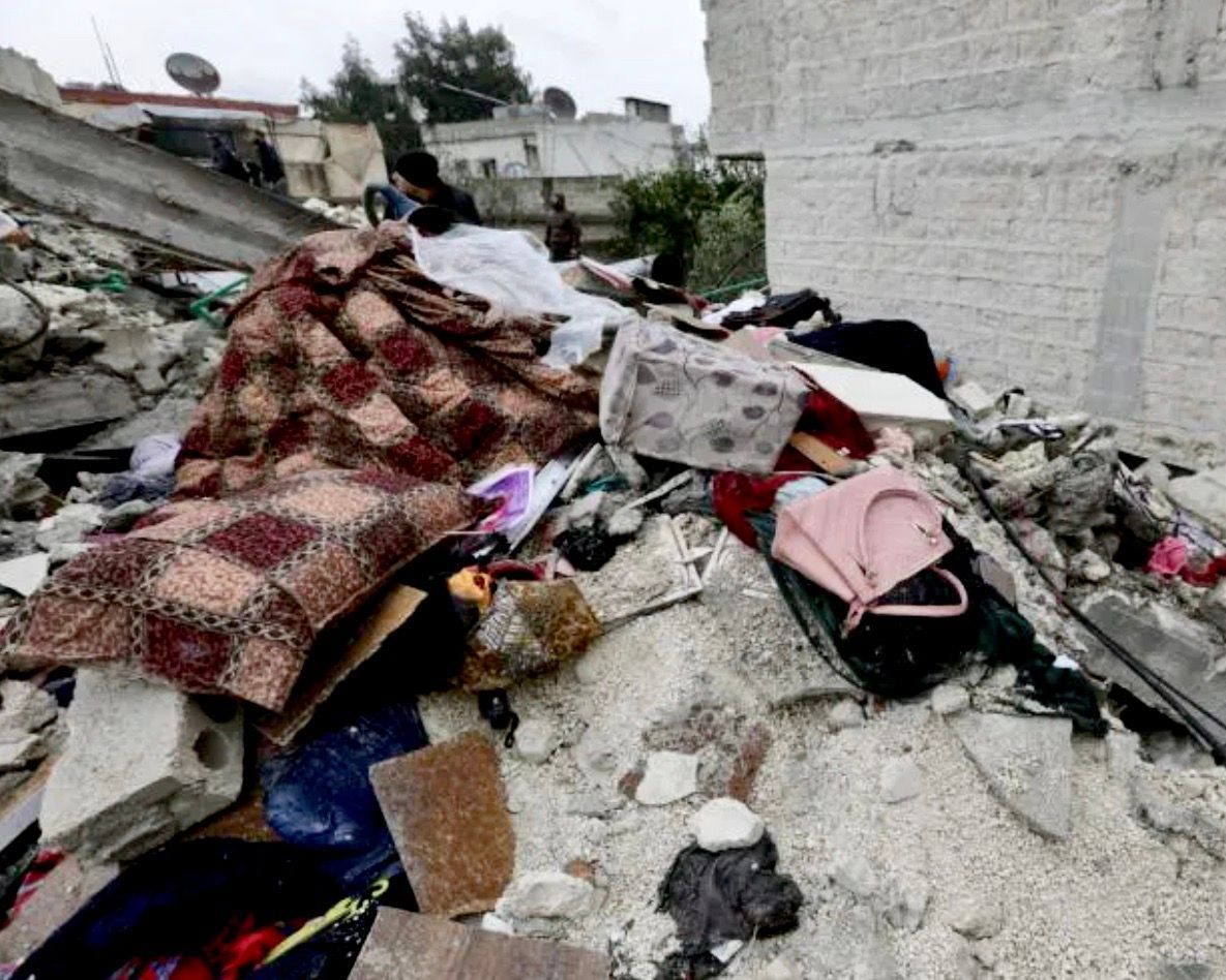 Earthquake debris in northwest Syria
