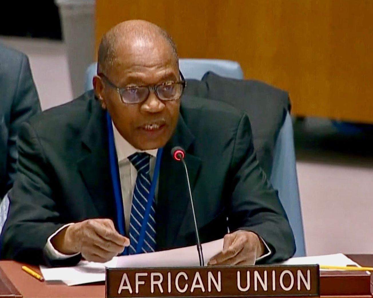 Mohamed Ibn Chambas, head of the African Union's "Silencing the Guns" initiative, speaks before the U.N. Security Counci