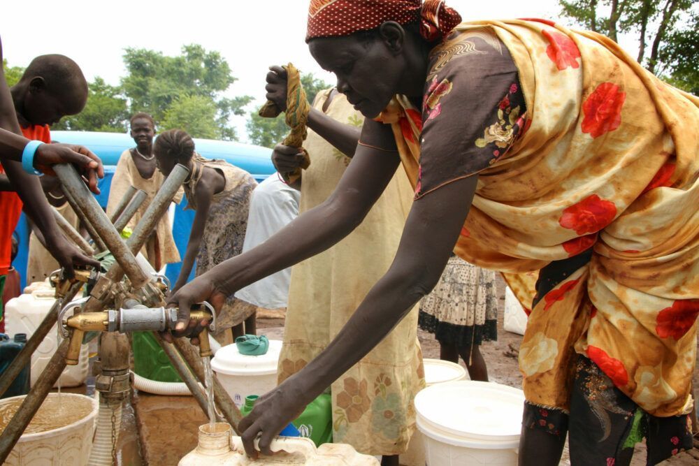 South Sudanese refugees in Ethiopia get clean drinking water from Oxfam.