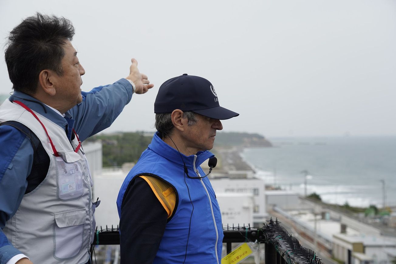 IAEA's Director-General Rafael Mariano Grossi visits Japan's Fukushima Daiichi nuclear plant in July.