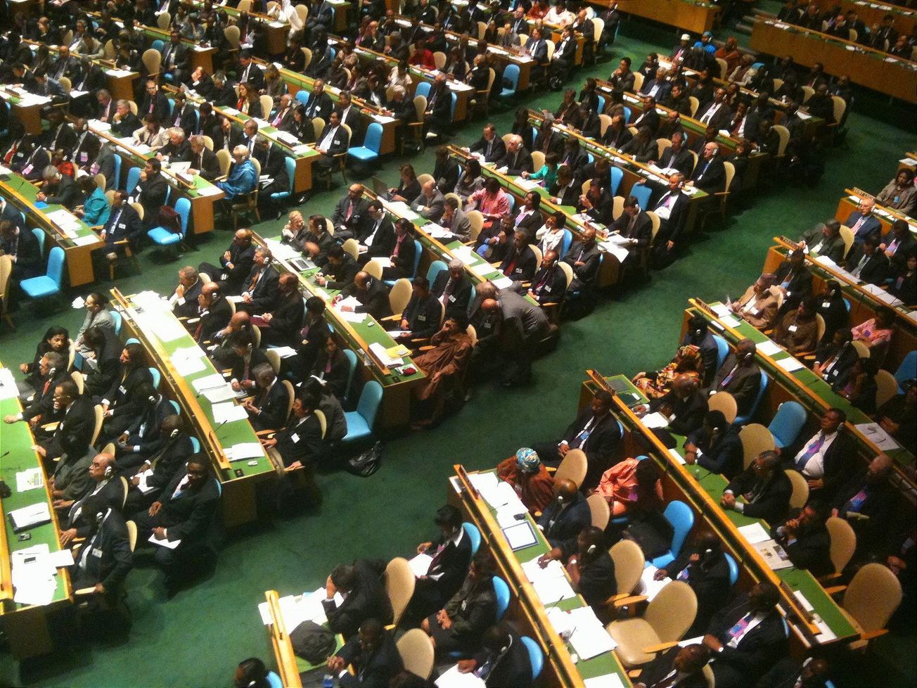 Diplomats inside the U.N. General Assembly Hall 