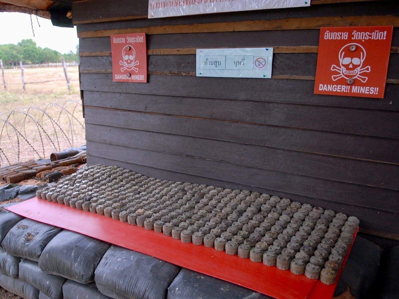 Cleared anti-personnel landmines awaiting destruction in Thailand