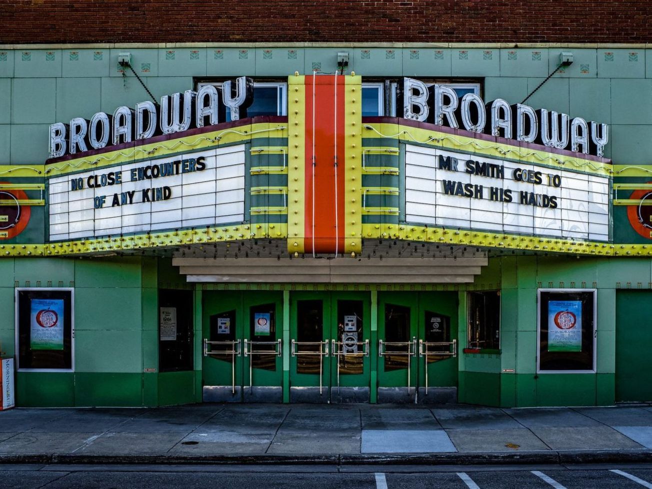 Social messaging by the Broadway Theater in Mount Pleasant, Michigan