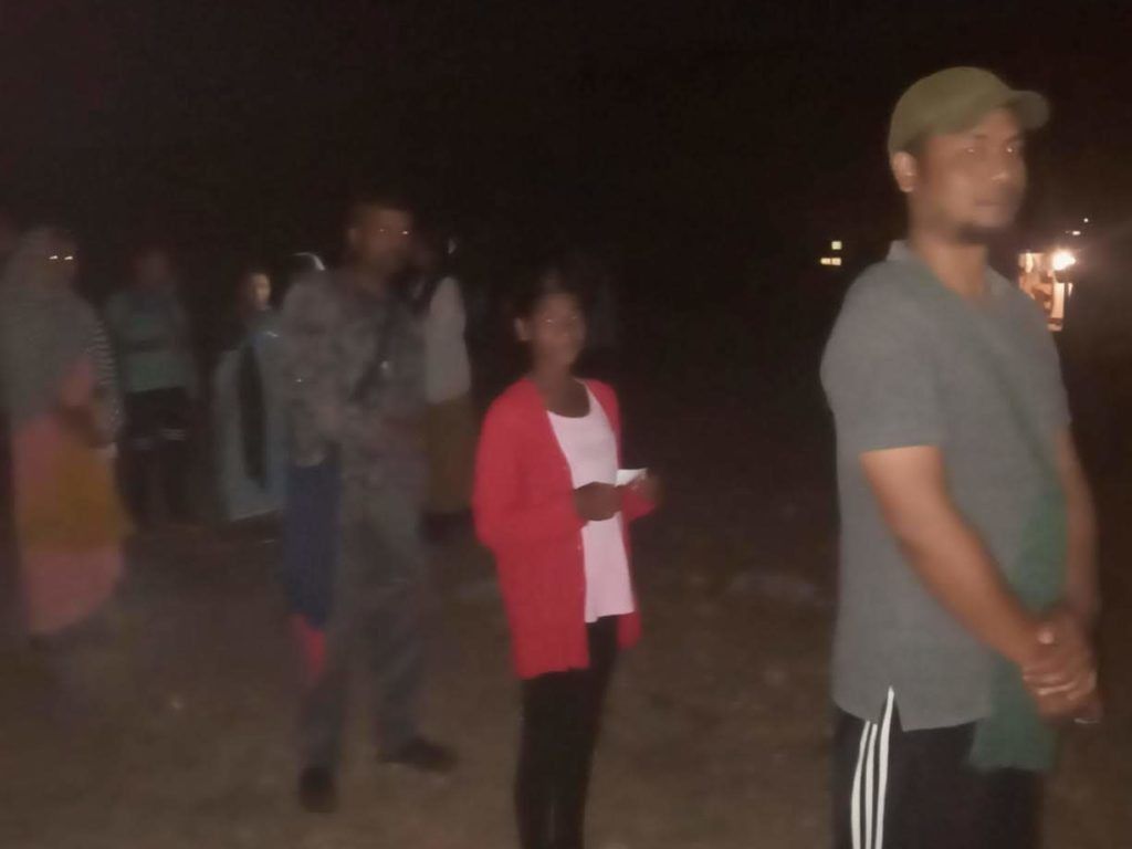 Residents lined up for COVID-19 relief services in Sohra, India