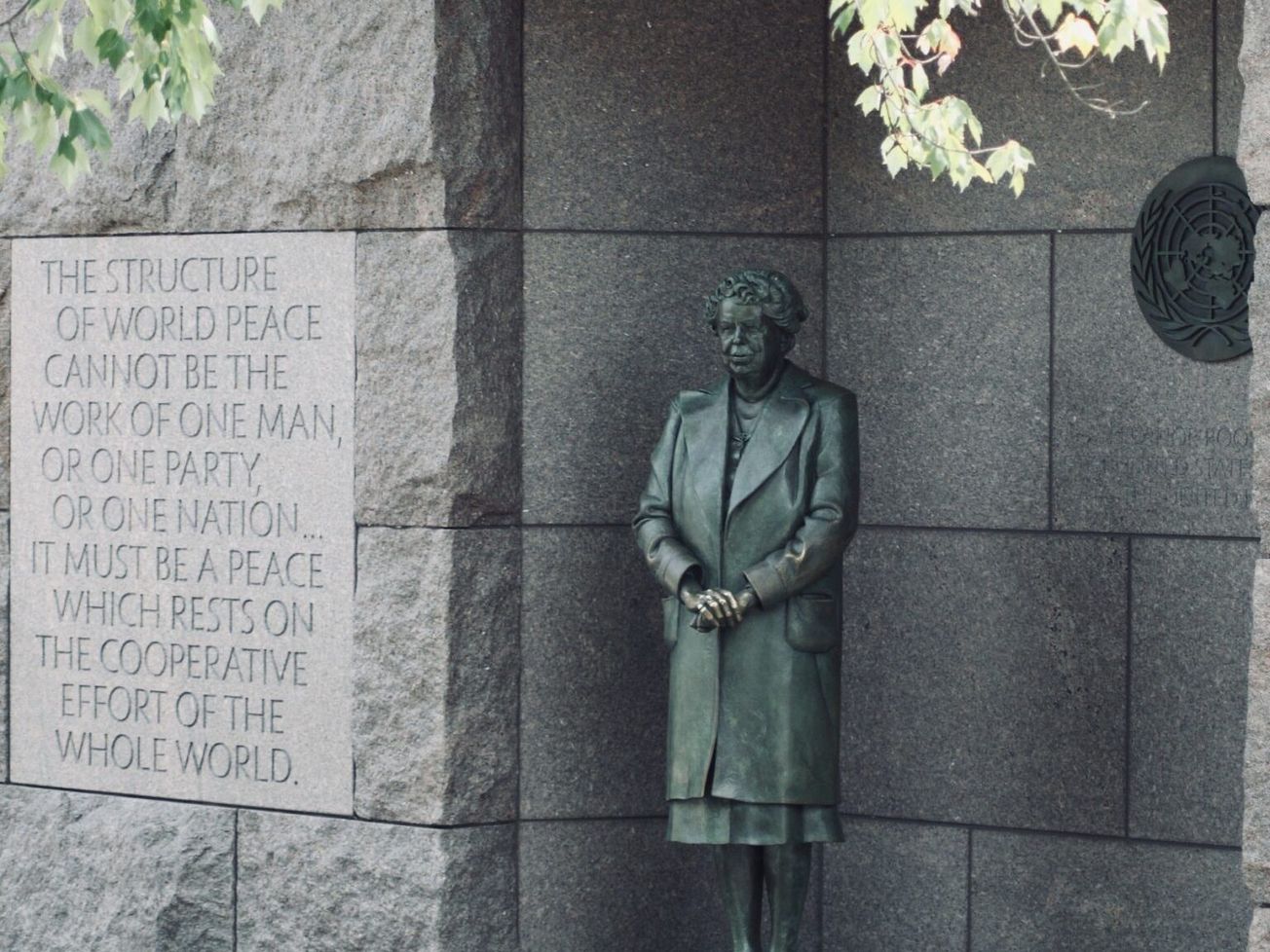A memorial in Washington to Eleanor Roosevelt and her role in establishing the United Nations