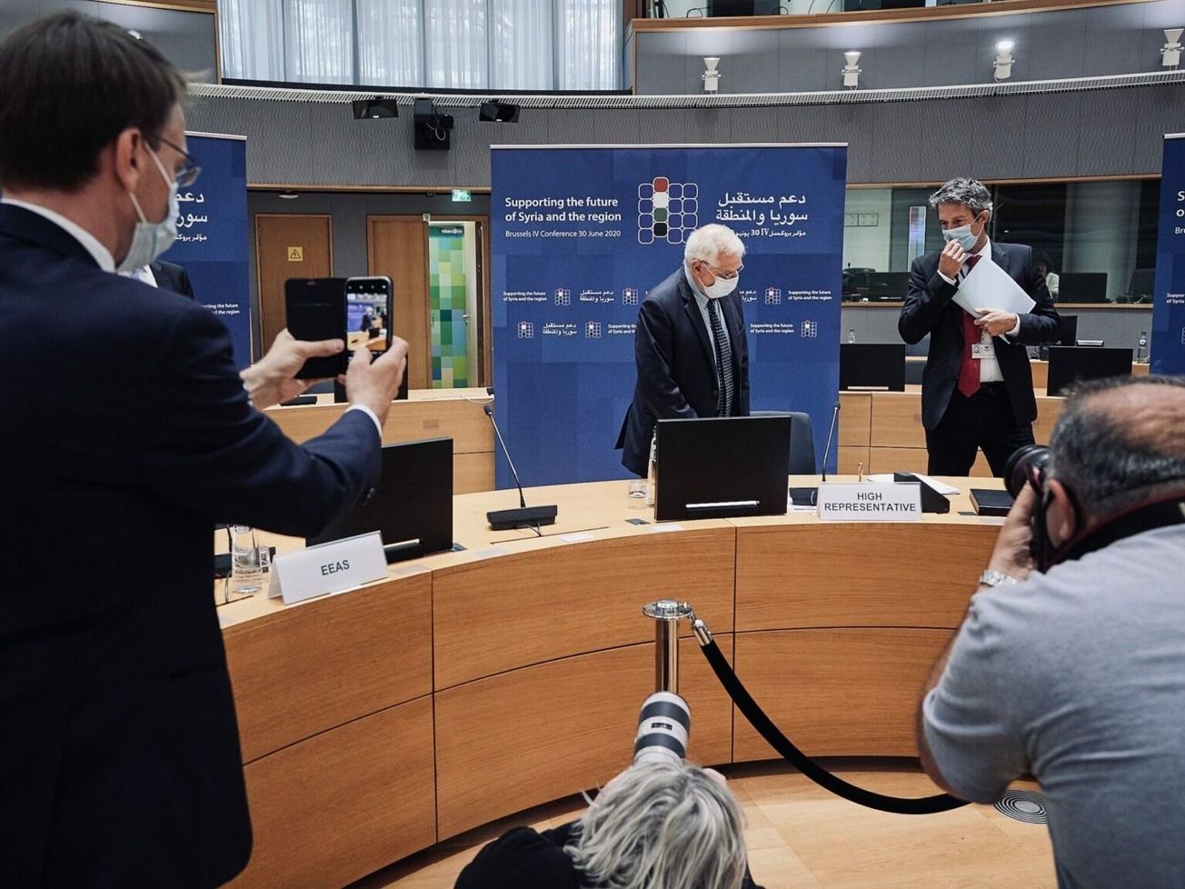 European Union foreign policy chief Josep Borrell at an online pledging conference for Syria
