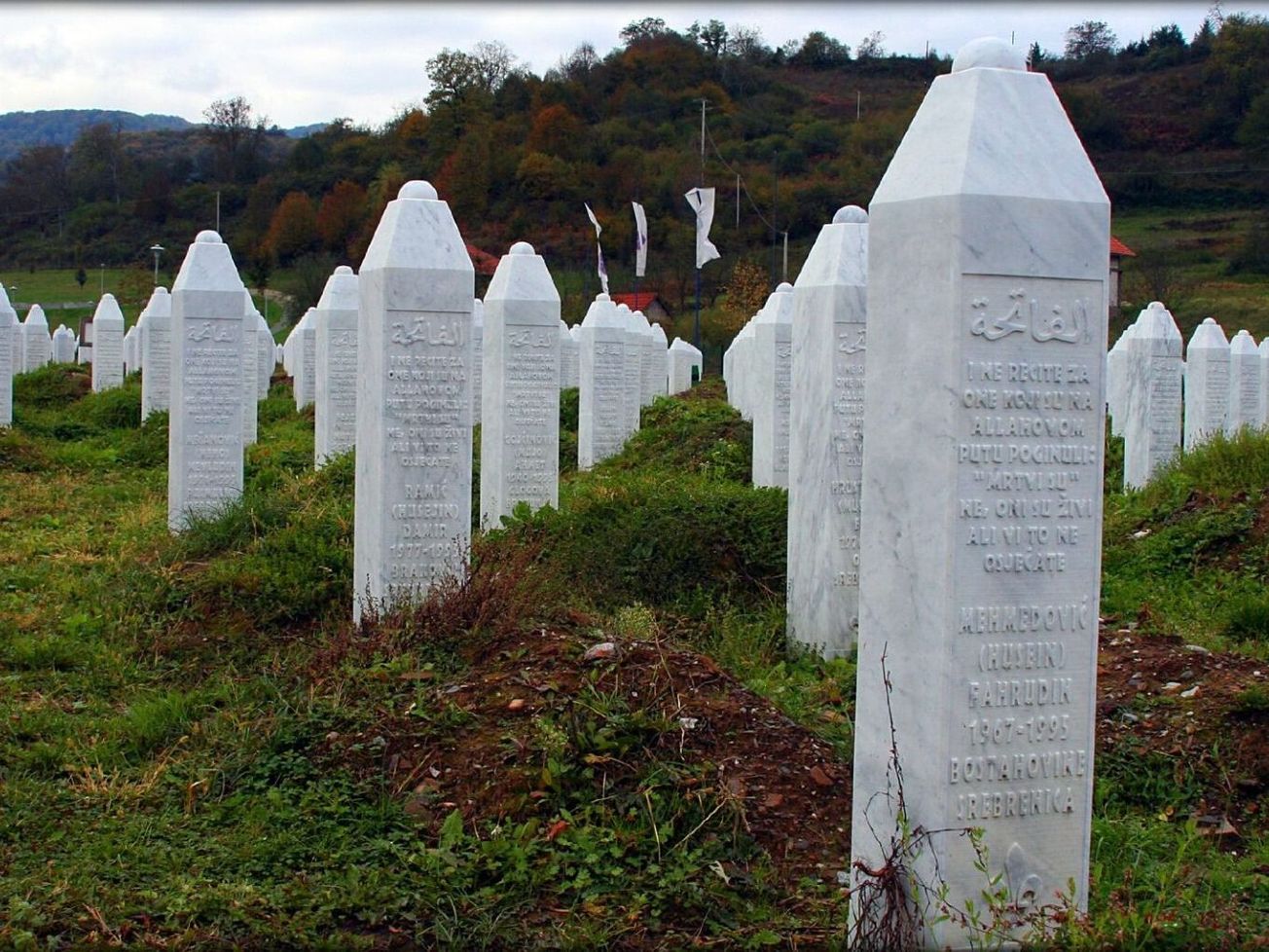 Grave stones in Potočari, near Srebrenica, Bosnia, where victims of the 1995 genocide were laid to rest