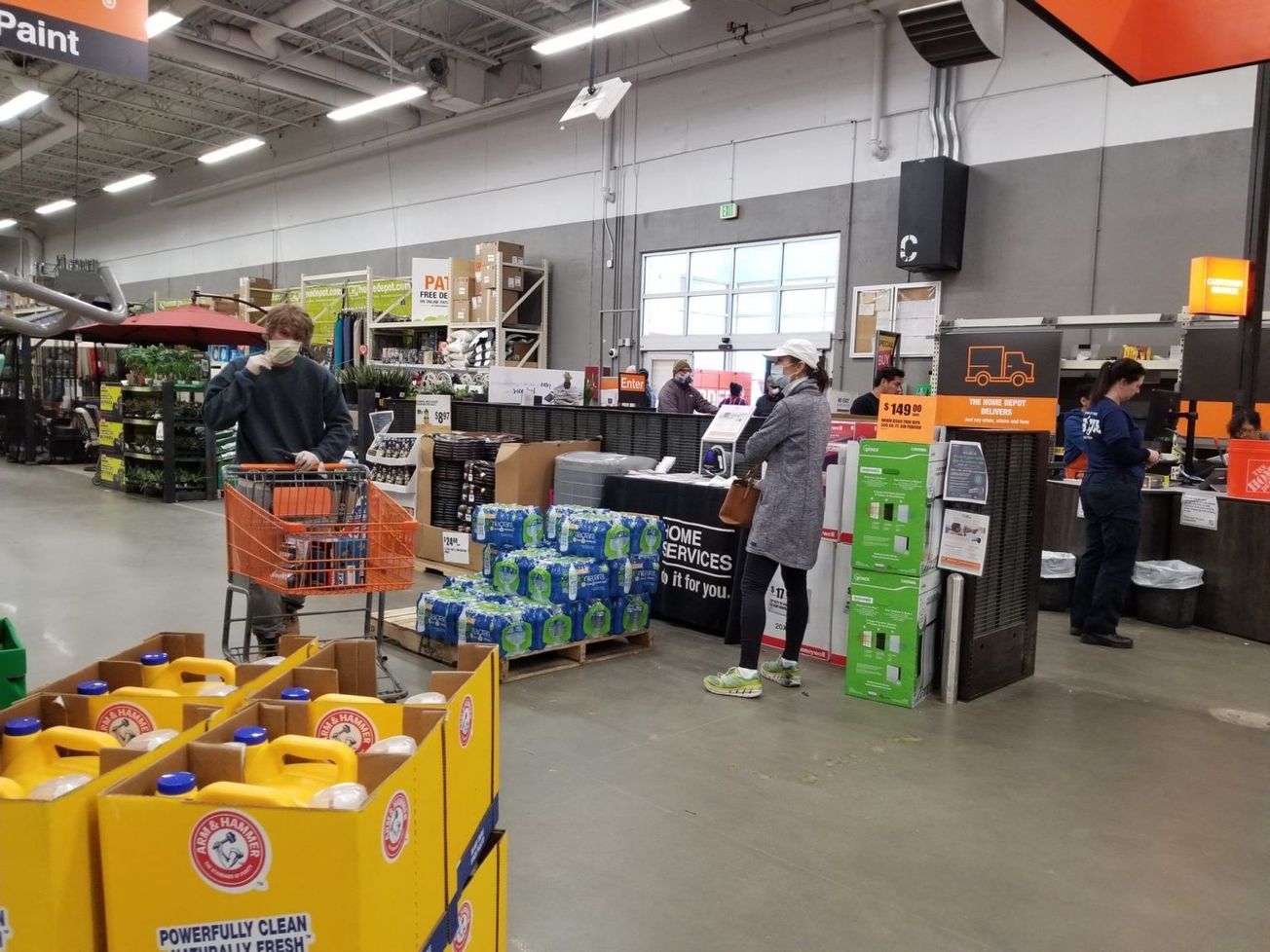 Shoppers at a Home Depot in the Washington region on April 4, 2020