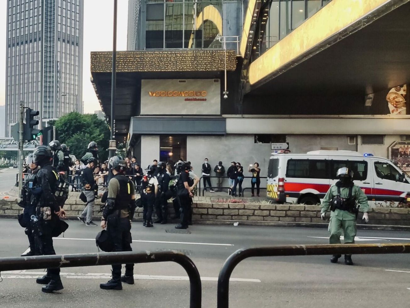 Police face off with protesters at Hong Kong in December 2019