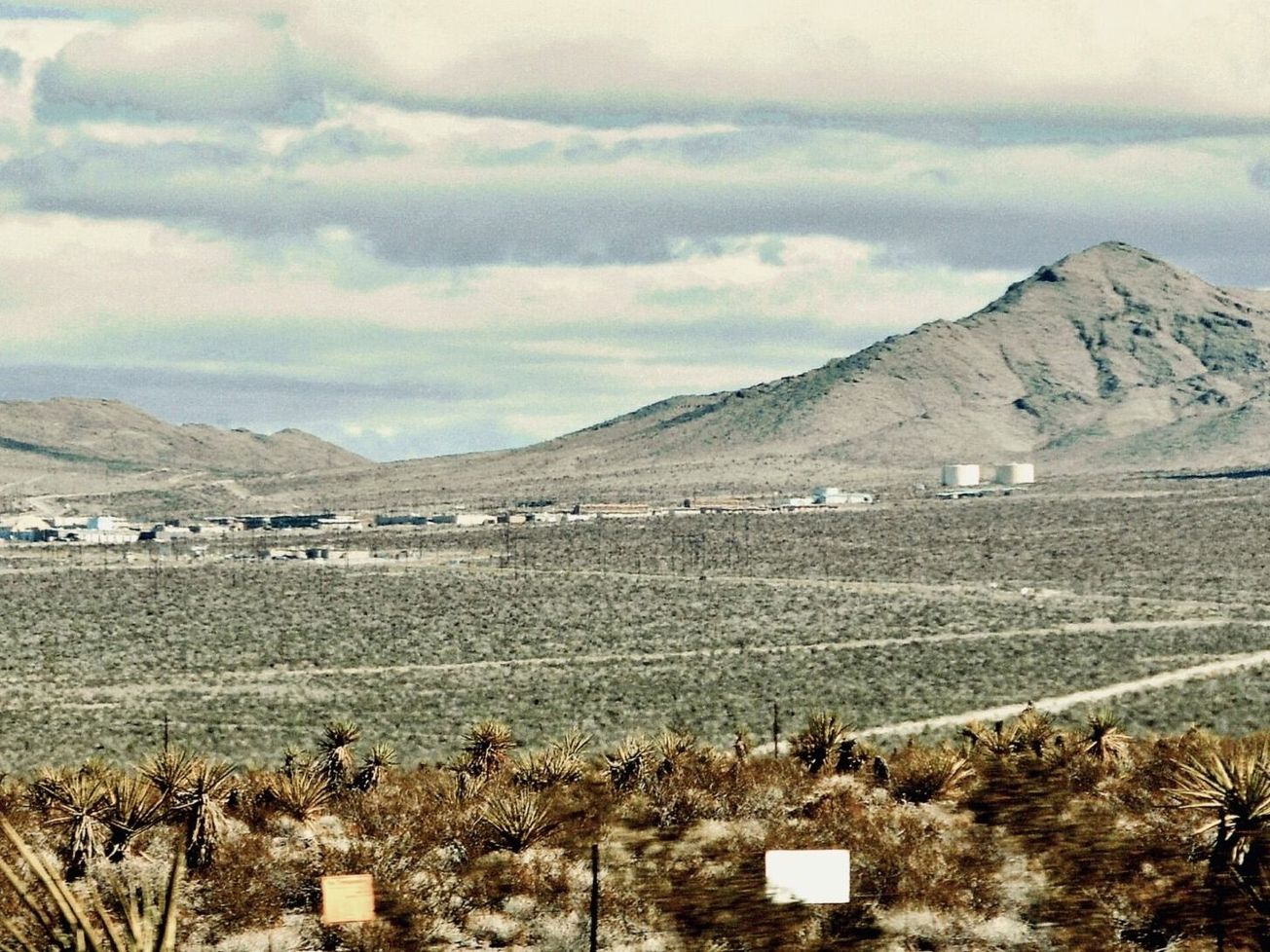 The view towards the closed town of Mercury, Nevada, a former staging ground for the Nevada Test Site