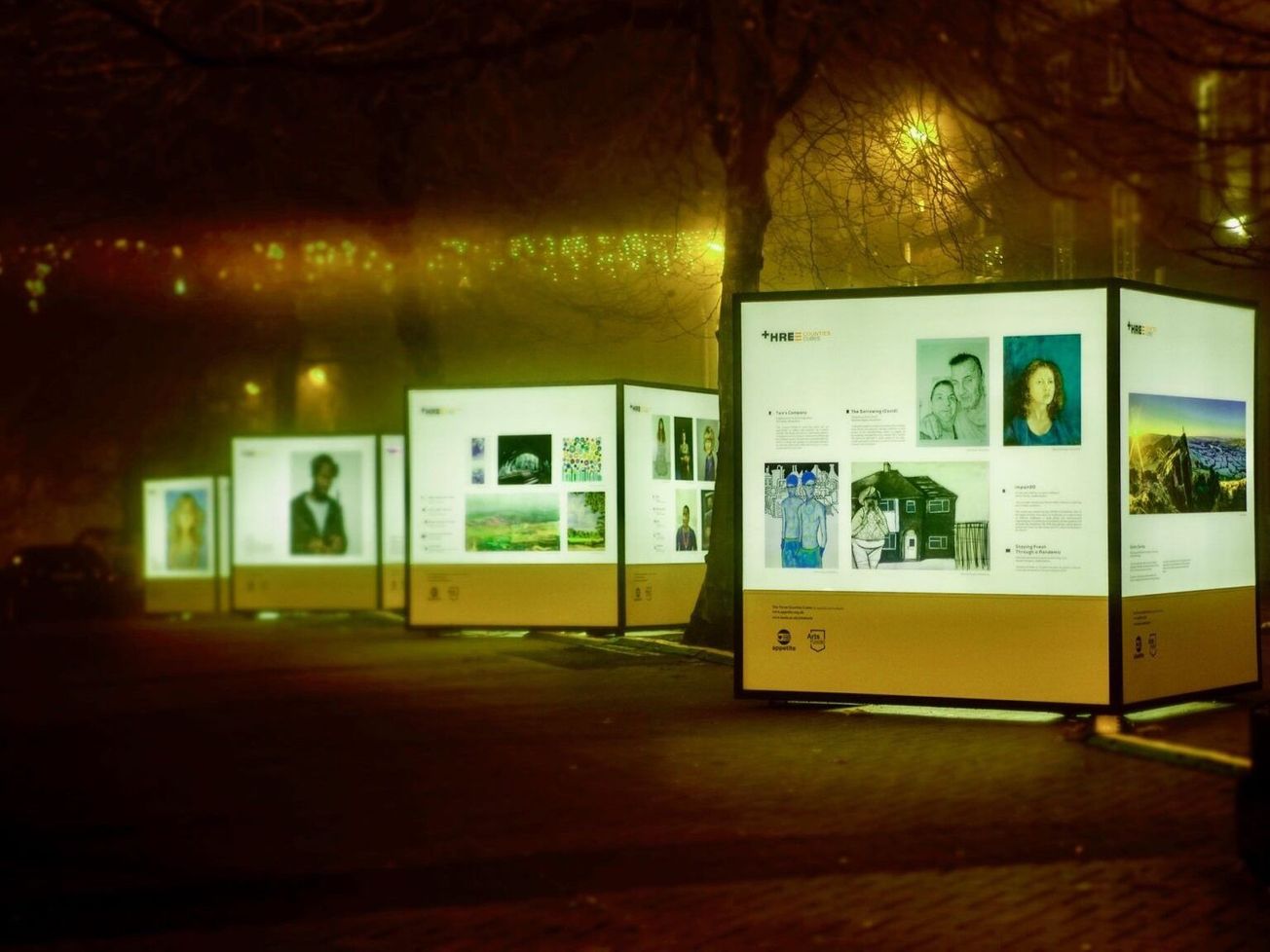 A public exhibit on pandemic art among deserted streets in the U.K.'s Newcastle-under-Lyme
