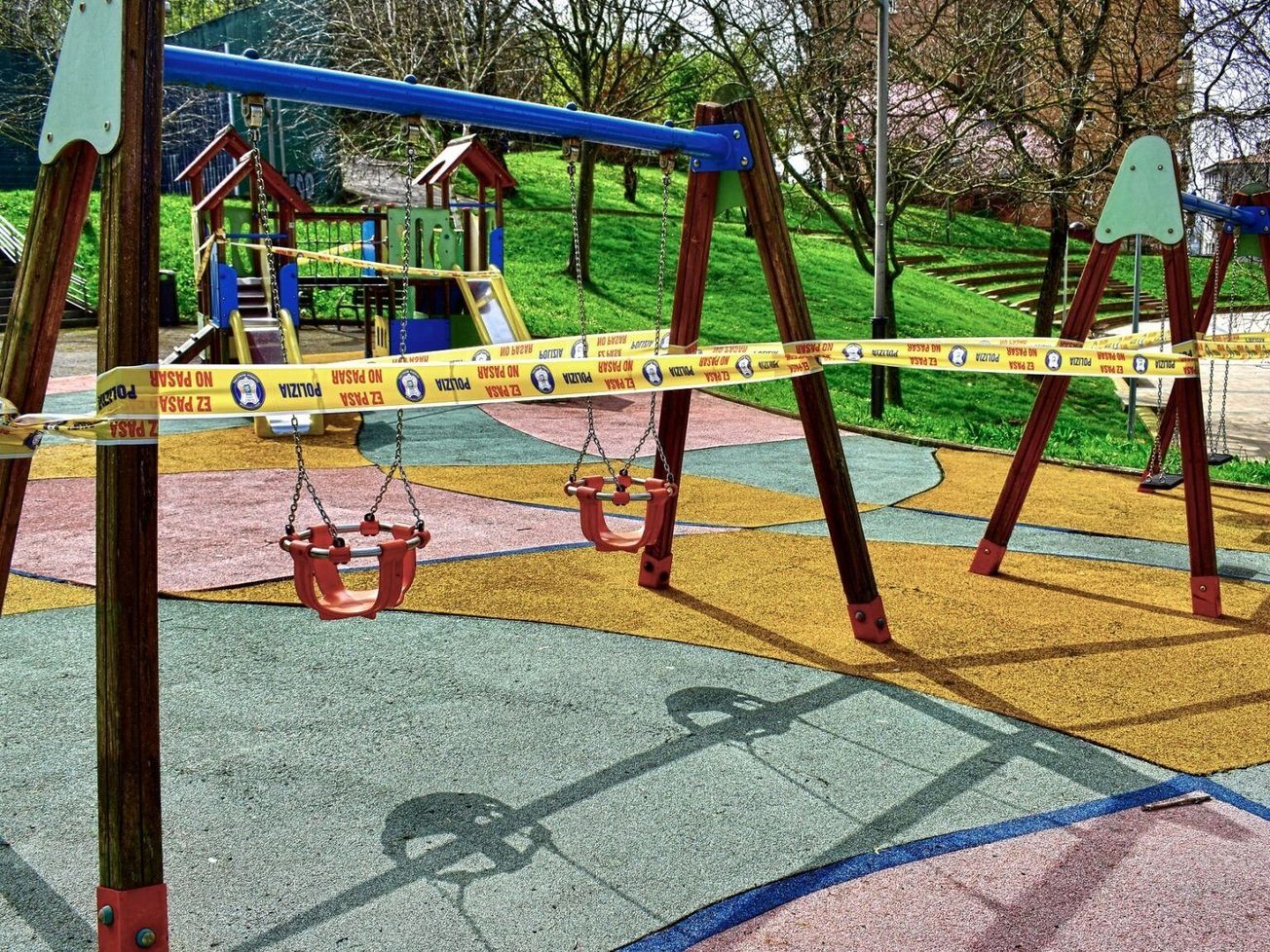 A playground in northern Spain closed due to the COVID-19 pandemic