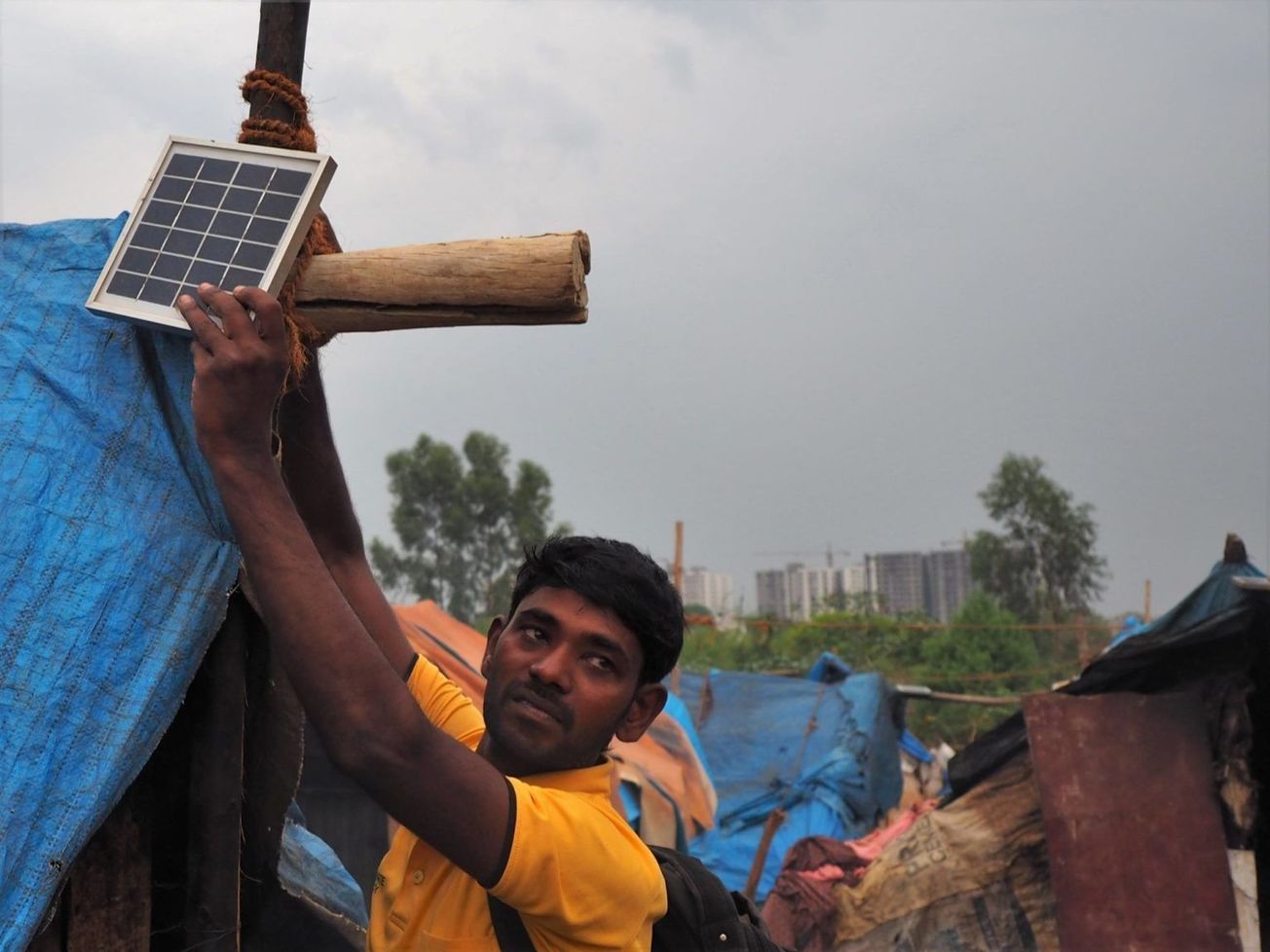 A solar panel promoted in Bangalore's slums by Pollinate Energy, a social enterprise in Australia and India.