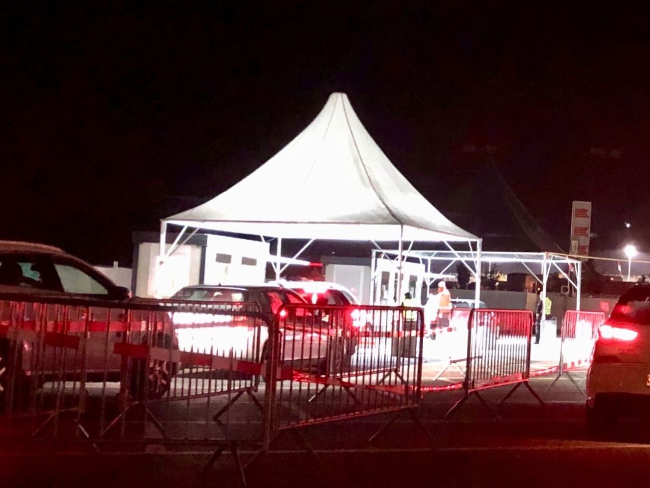 A Swiss drive-thru coronavirus testing center