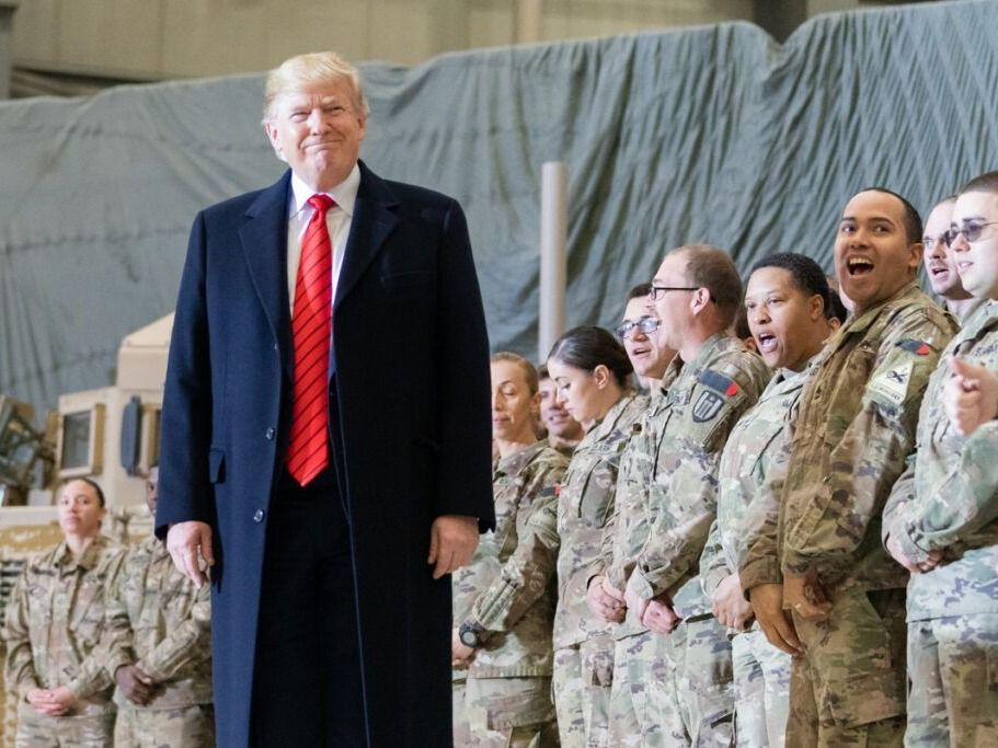 U.S. President Trump visits troops in Afghanistan for Thanksgiving last November