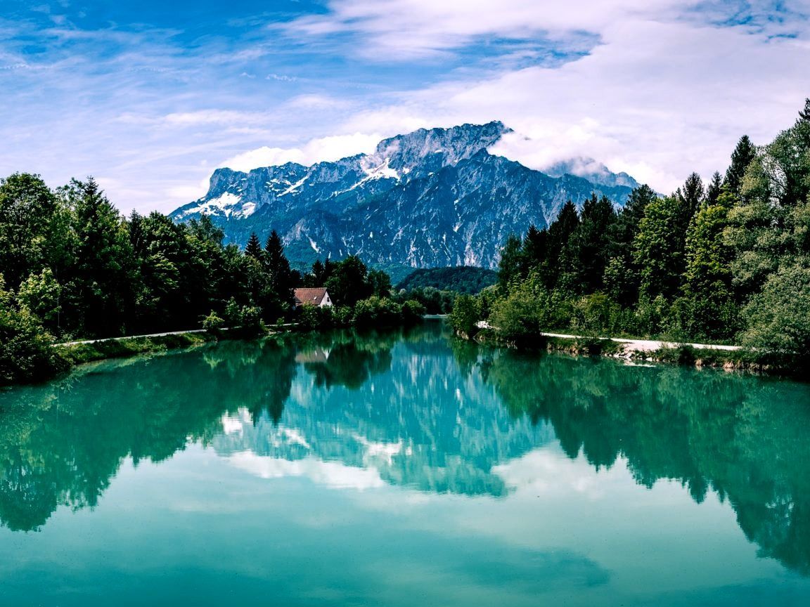 Untersberg Mountain above the village of Grödig near Salzburg, Austria