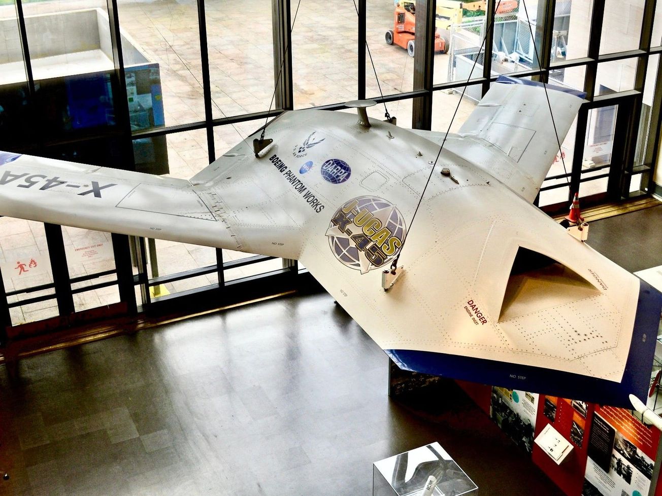 The U.S. military's X-45 concept for an autonomous unmanned military aircraft.