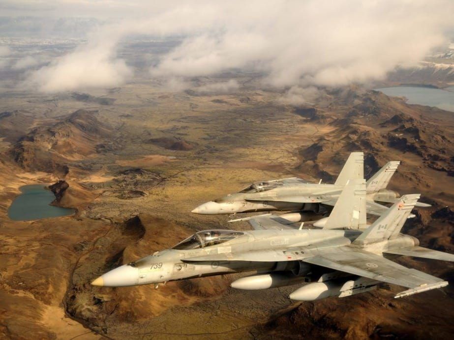 Canadian fighter jets fly over Iceland as part of NATO surveillance