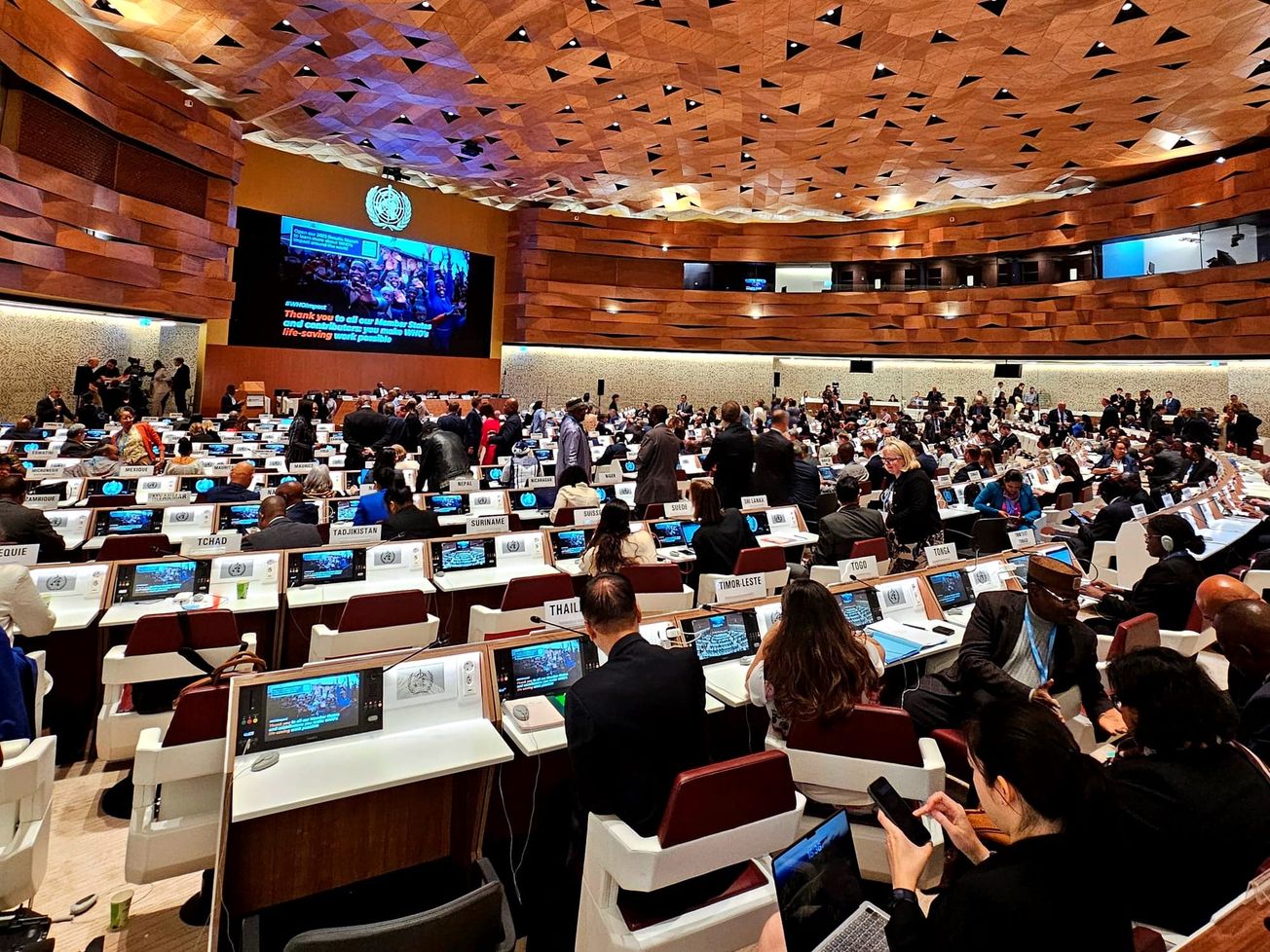 Delegates in the World Health Assembly's main plenary at the U.N. in Geneva.