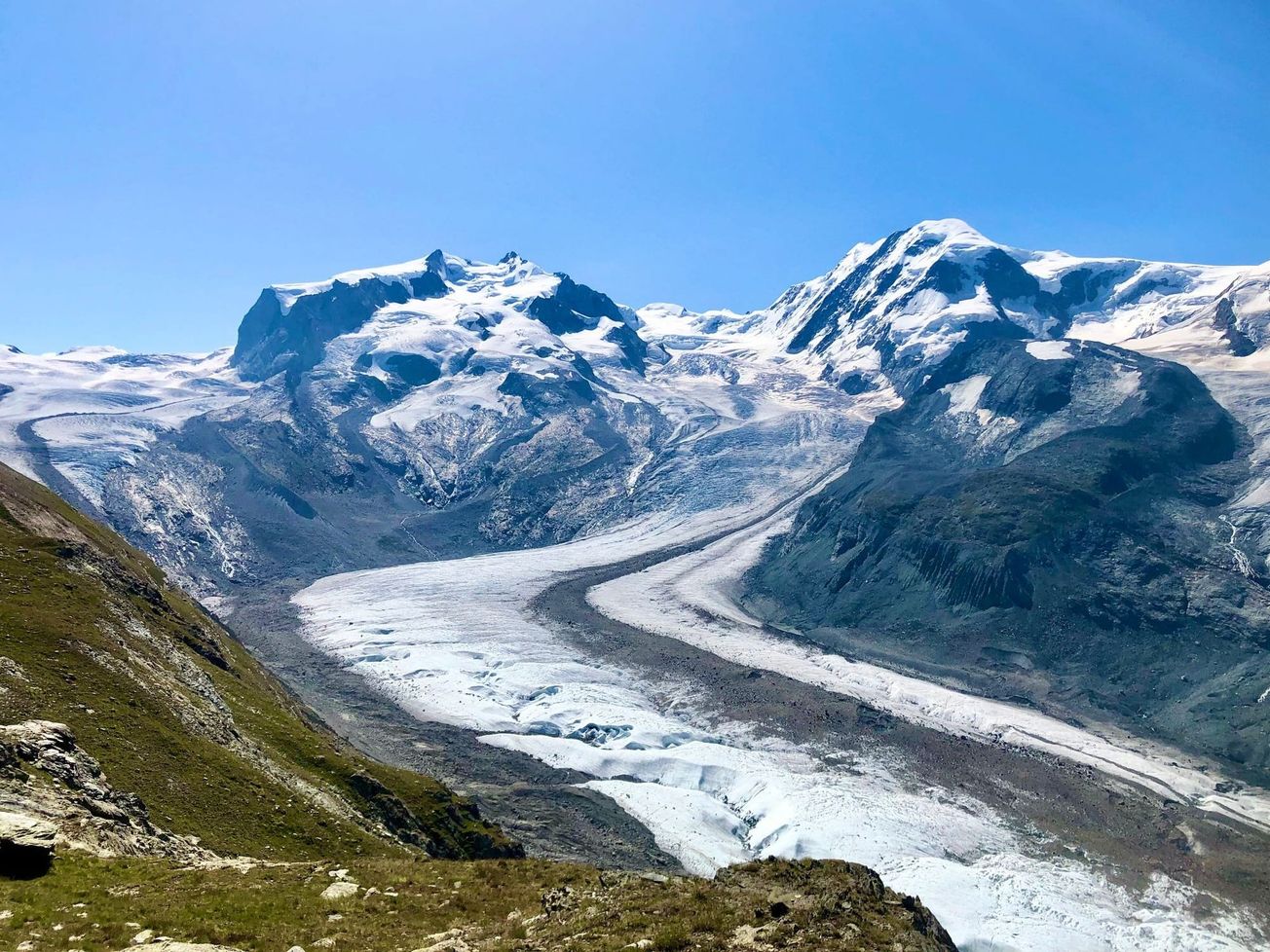 Gorner Glacier, by the Monte Rosa massif above Zermatt, Switzerland, is one of the most studied in the world