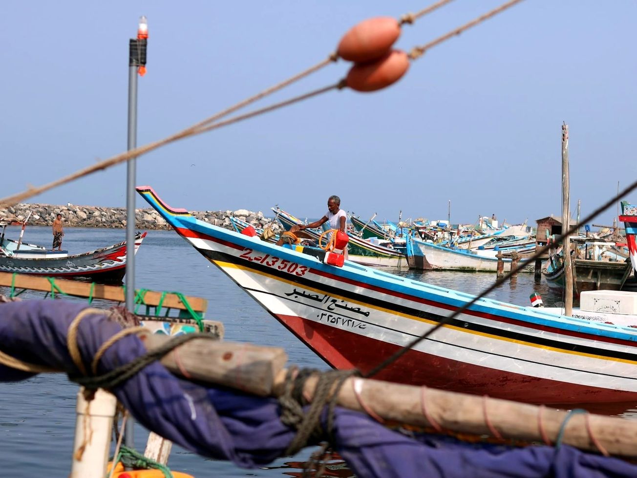 Fishing boats in Yemen's western Al Hudaydah province