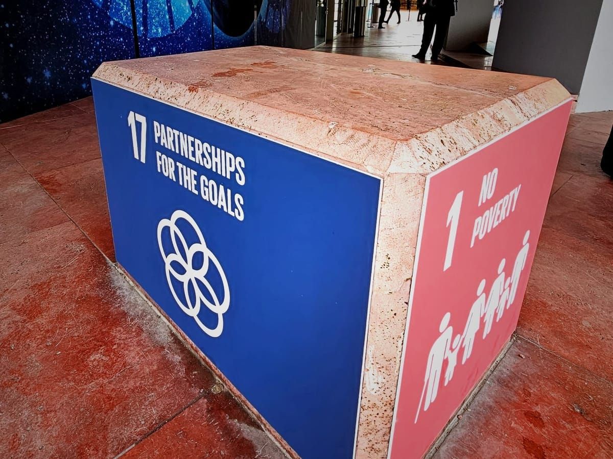 An ad for the U.N. Sustainable Development Goals in Geneva