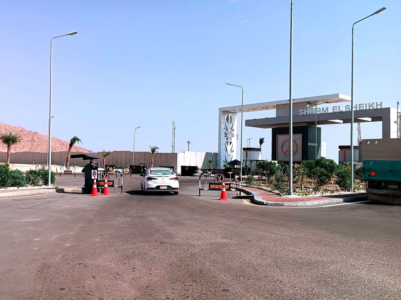 Part of the 36-kilometer long concrete and wire wall encircling the Egyptian tourist resort of Sharm el-Sheikh. 
